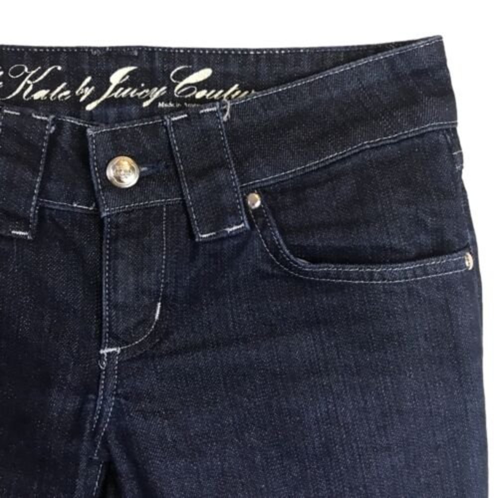 The Kate by Juicy Couture Jeans Dark Blue Pants Sz 24 Silver Denim 28 X 34 Y2K - Picture 6 of 12